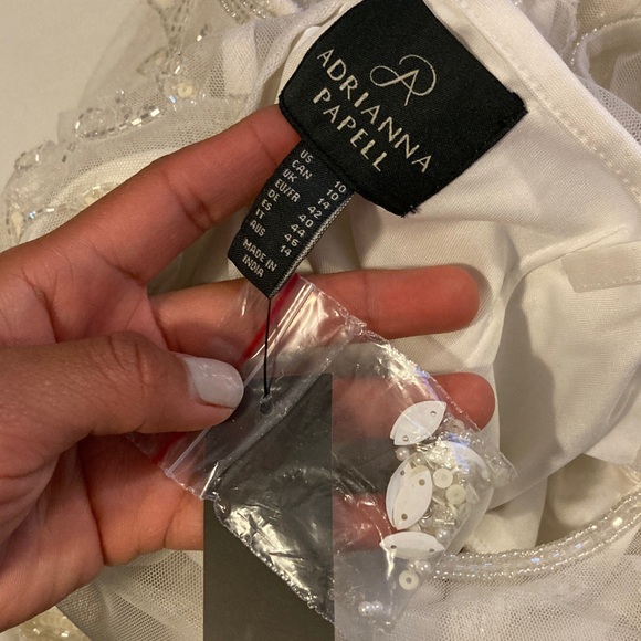 Adrianna Papell Beaded Midi Sheath dress Embroidered Ivory Size 10 - Picture 9 of 9